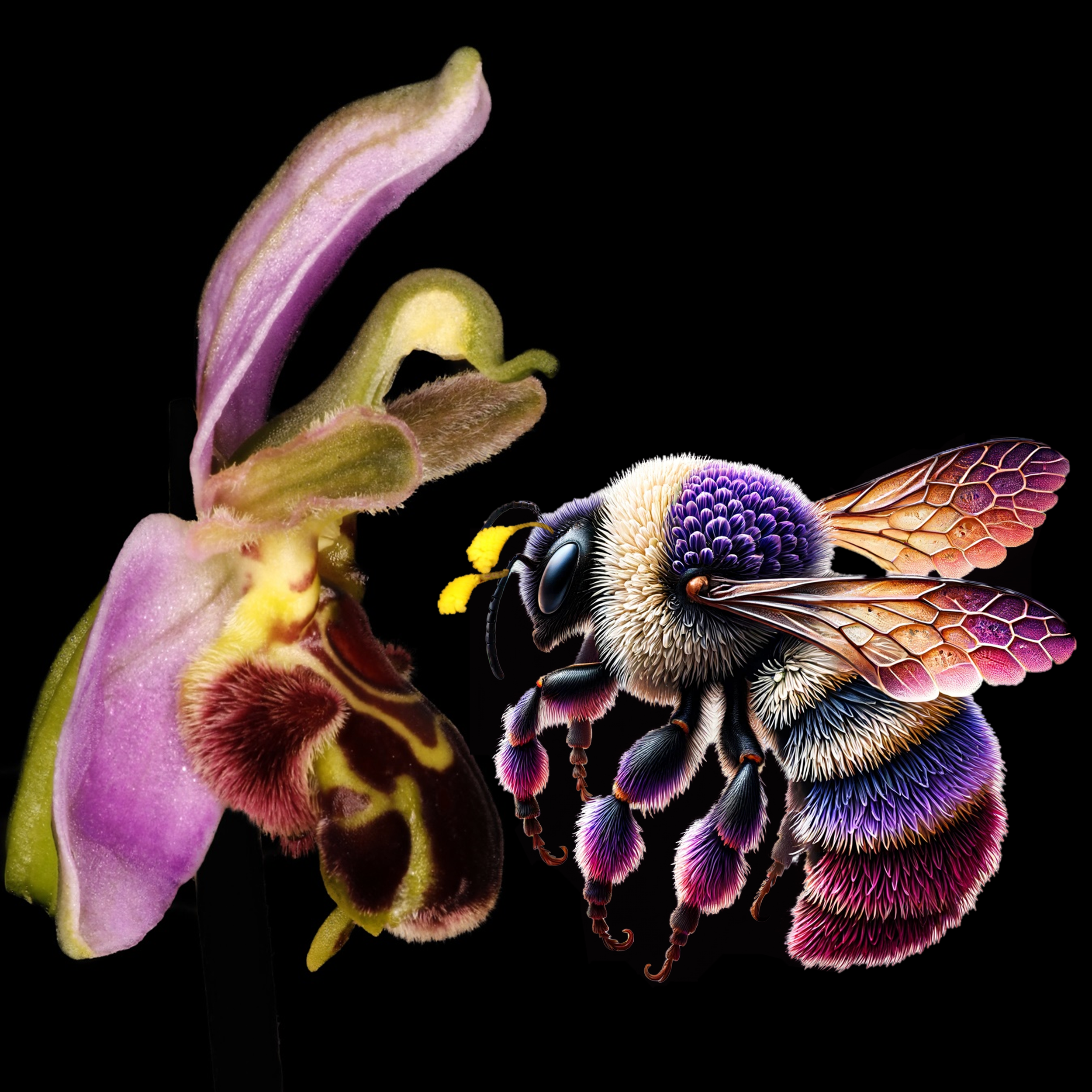 Bee orchid pollination diagram
